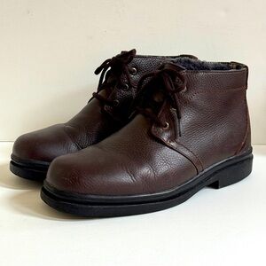 Florsheim HOBSON Leather Shearling Waterproof Oxford Chukka Boots Men 10M Brown